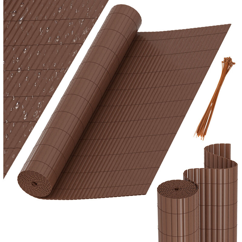 Swanew - Canisse en pvc Canisse pvc pour jardin balcon terrasse. Balcon clôture brise-vent Marron 120 x 300cm