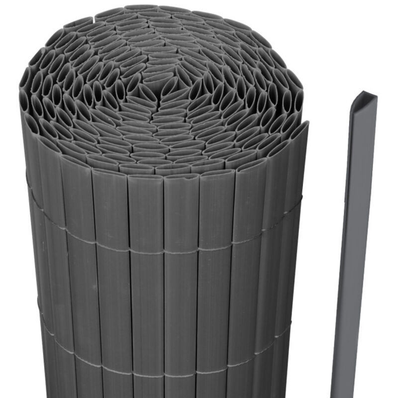 SWANEW Canisse en PVC gris anthracite double face,90% d'occultation,H.140 cm x L.400 cm