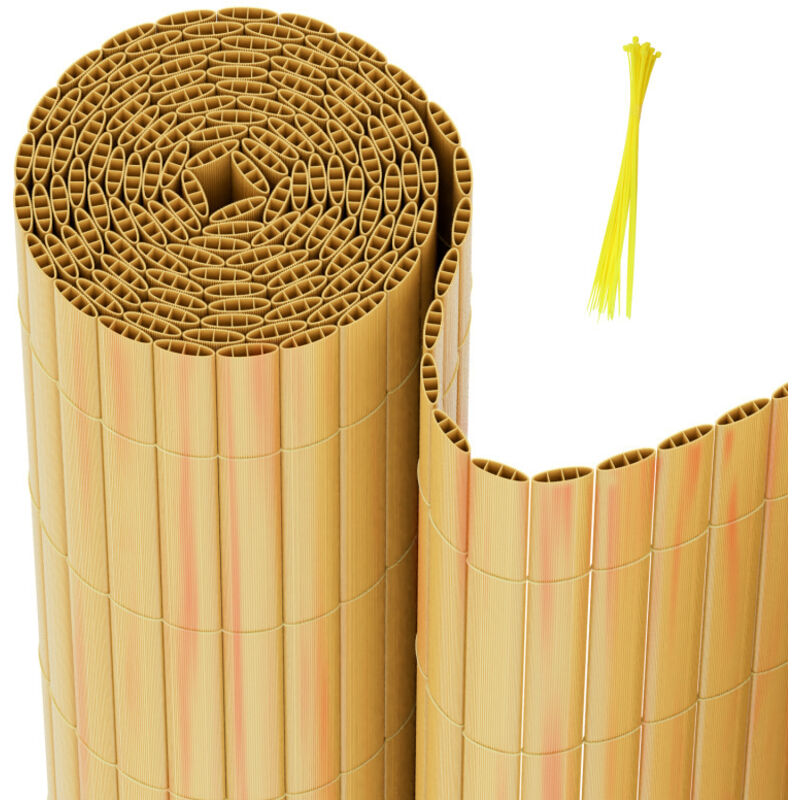 SWANEW Canisse en PVC Occultant Cloture, pour le jardinet balcon clôture brise-vent, Intimité, avec Serre-Câbles Bambou 180 x 500cm