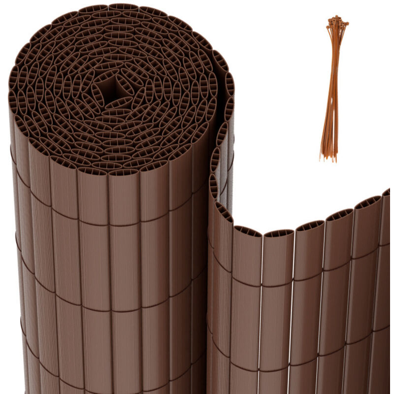Swanew - Canisse en pvc Occultant Cloture, pour le jardinet balcon clôture brise-vent, Intimité, avec Serre-Câbles Marron 100 x 400cm