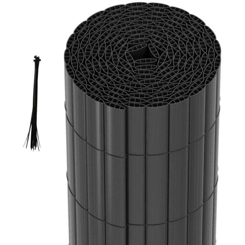 Swanew - Canisse en pvc Occultant Cloture, pour le jardinet balcon clôture brise-vent, Intimité, avec Serre-Câbles Gris 140 x 300cm