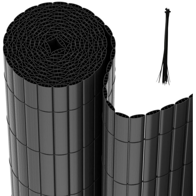 Swanew - Canisse en pvc Occultant Cloture, pour le jardinet balcon clôture brise-vent, Intimité, avec Serre-Câbles Gris 100 x 300cm