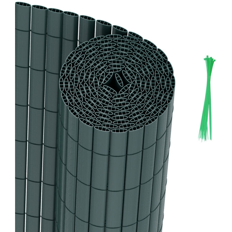 Swanew - Canisse en pvc Occultant Cloture, pour le jardinet balcon clôture brise-vent, Intimité, avec Serre-Câbles Vert 90 x 500cm