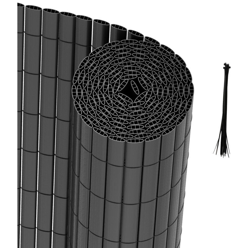SWANEW Canisse en PVC Occultant Cloture, pour le jardinet balcon clôture brise-vent, Intimité, avec Serre-Câbles Gris 80 x 300cm