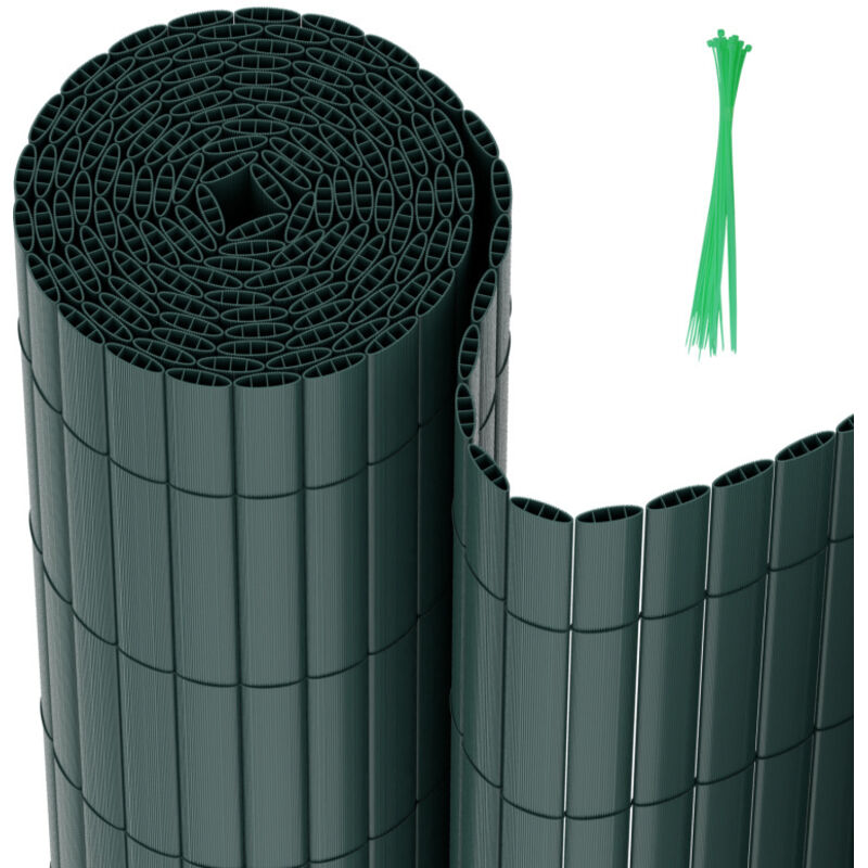 Swanew - Canisse en pvc Occultant Cloture, pour le jardinet balcon clôture brise-vent, Intimité, avec Serre-Câbles Vert 140 x 400cm