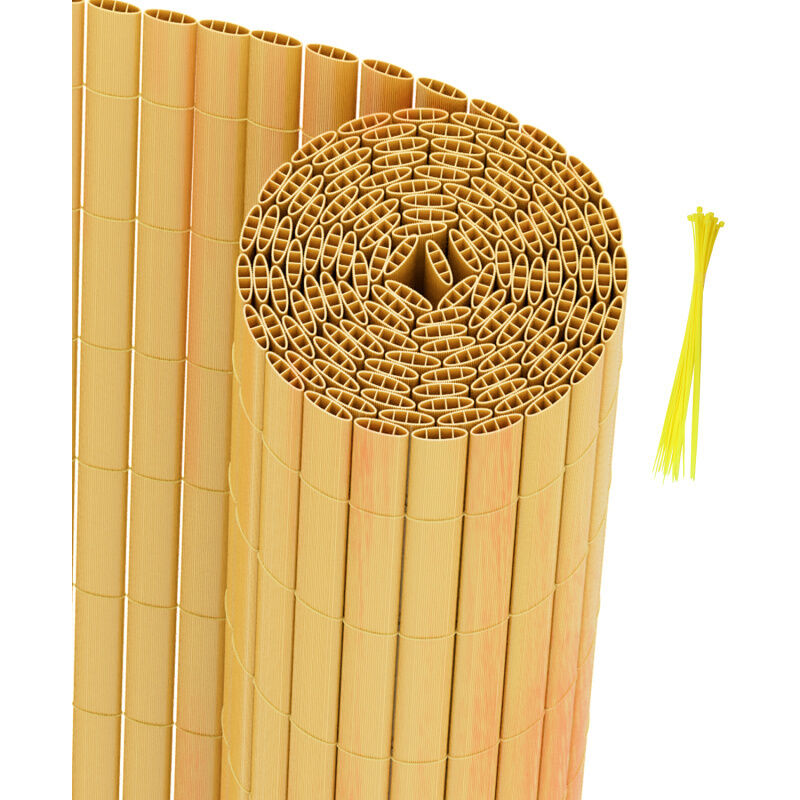 Swanew - Canisse en pvc Occultant Cloture, pour le jardinet balcon clôture brise-vent, Intimité, avec Serre-Câbles Bambou 160 x 300cm