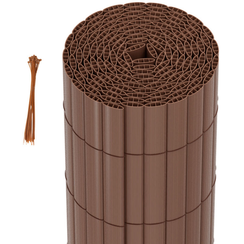 Swanew - Canisse en pvc Occultant Cloture, pour le jardinet balcon clôture brise-vent, Intimité, avec Serre-Câbles Marron 100 x 500cm