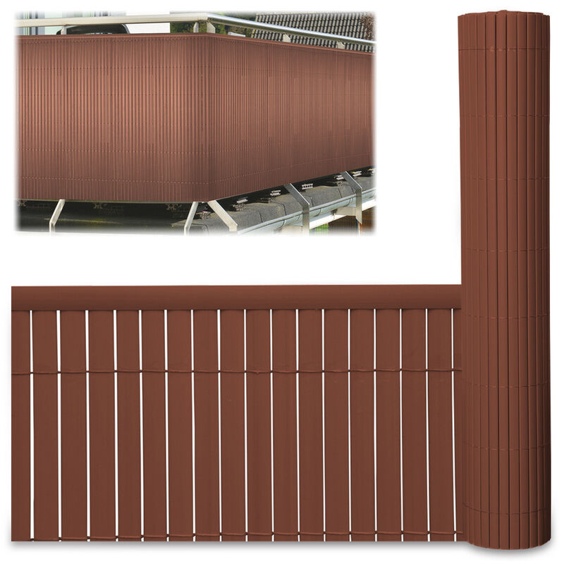 SWANEW Canisse en PVC, Paravent de Jardin, Piscines, Palissade en PVC Résistant aux UV Marron 120 x 800cm