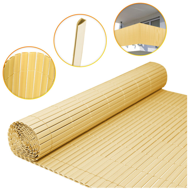 SWANEW Canisse en PVC, Paravent de Jardin, Piscines, Palissade en PVC Résistant aux UV Bambou 120 x 500cm