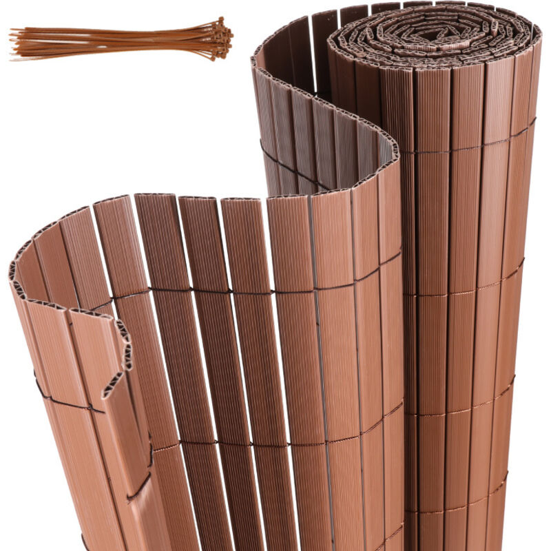Swanew - Canisse en pvc pour le jardin, Balcon clôture brise-vent, Balcon ou terrasse Double face, Occultant Cloture, Marron 90 x 500cm