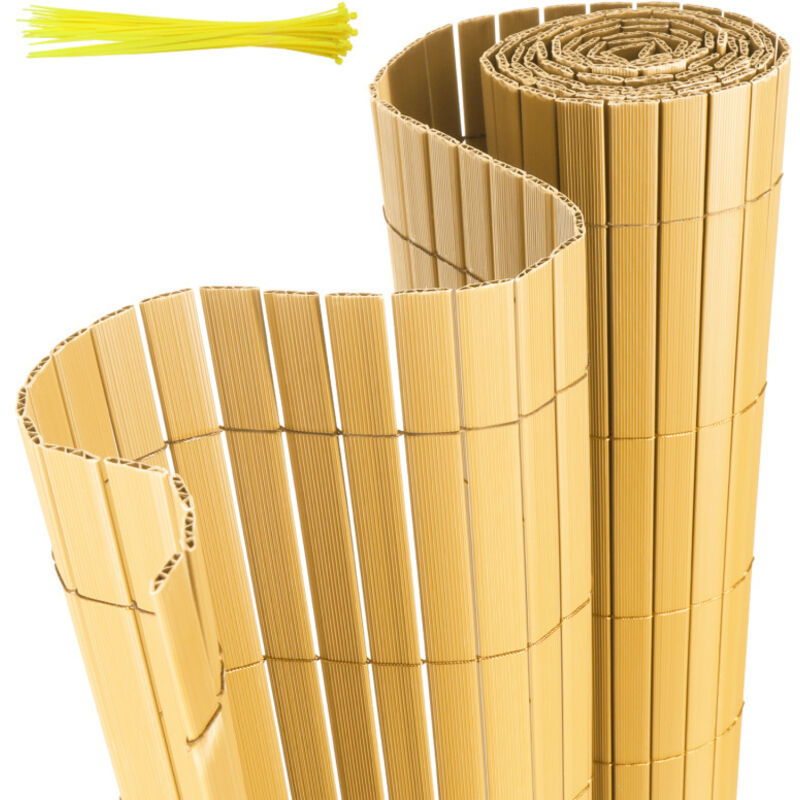 Canisse en pvc pour le jardin, Balcon clôture brise-vent, Balcon ou terrasse Double face, Occultant Cloture, Bambou 90 x 600cm - Swanew