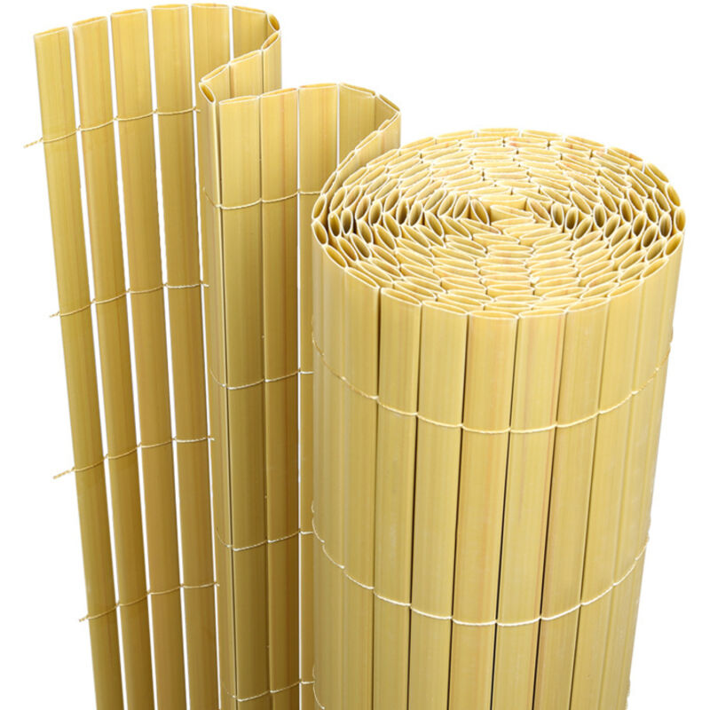 Canisse en pvc pour le jardin, Balcon ou terrasse Double face, Balcon clôture brise-vent, Occultant Cloture, Bambou 80 x 1000cm - Swanew