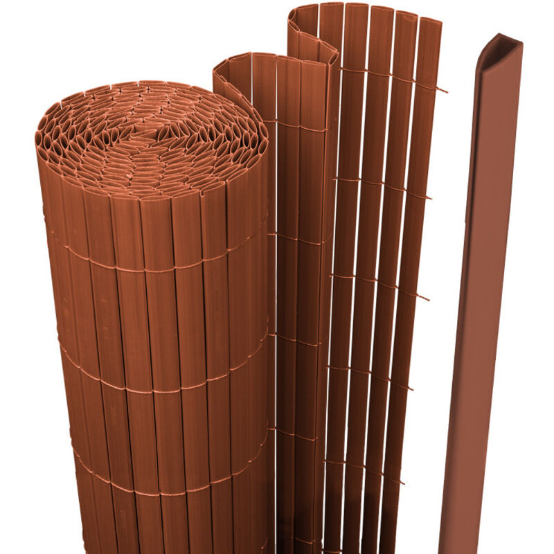 Swanew - Canisse en pvc pour le jardin, Balcon ou terrasse Double face, Balcon clôture brise-vent, Occultant Cloture, Marron 120 x 300cm