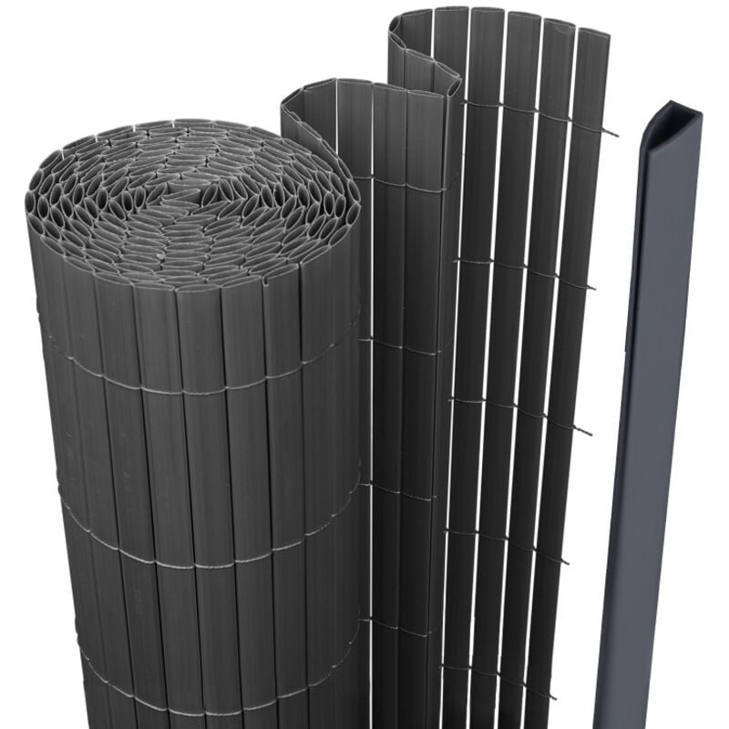 Swanew - Canisse en pvc pour le jardin, Balcon ou terrasse Double face, Balcon clôture brise-vent, Occultant Cloture, Gris 90 x 300cm