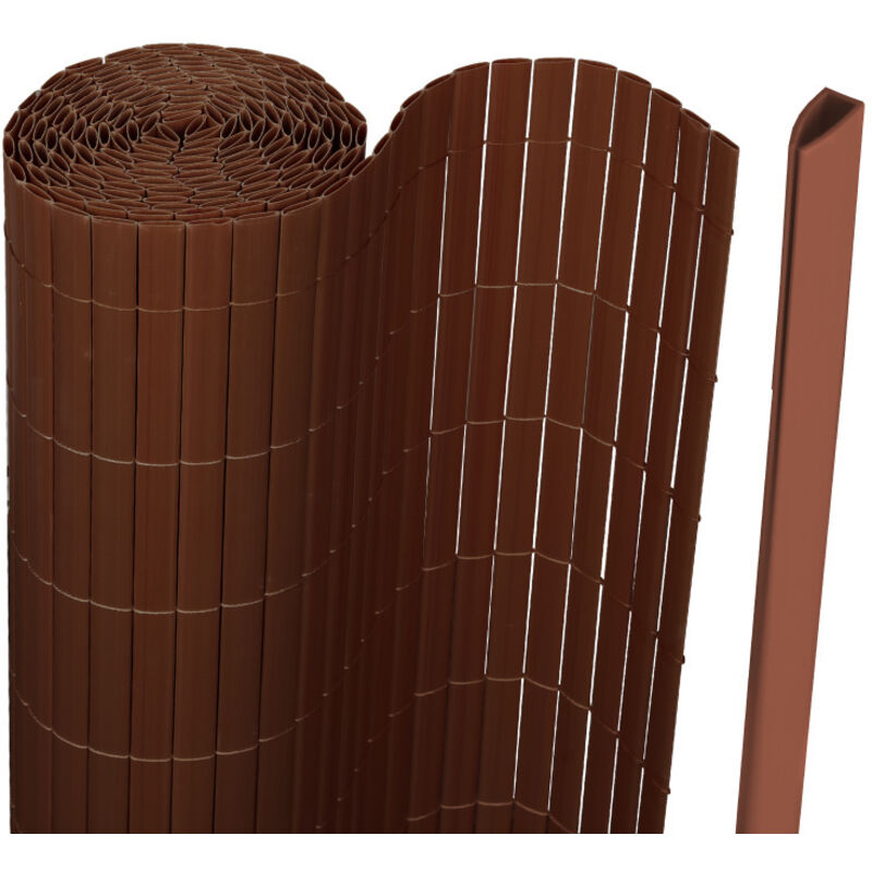 Canisse en pvc pour le jardin, Balcon ou terrasse Double face, Balcon clôture brise-vent, Occultant Cloture, Marron 180 x 300cm - Swanew