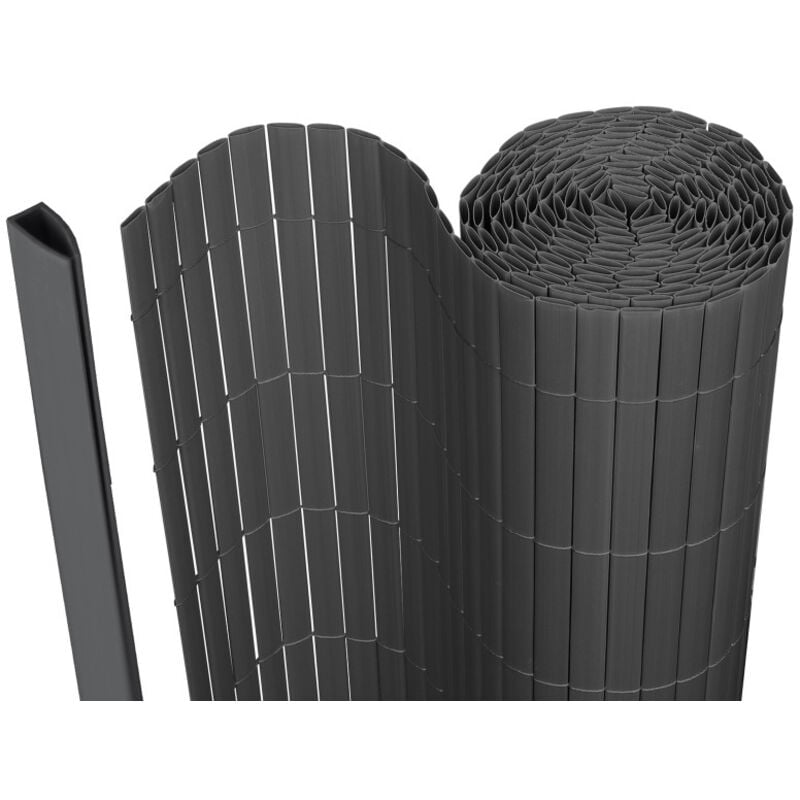 Swanew - Canisse en pvc pour le jardin, Balcon ou terrasse Double face, Balcon clôture brise-vent, Occultant Cloture, Gris 90 x 500cm