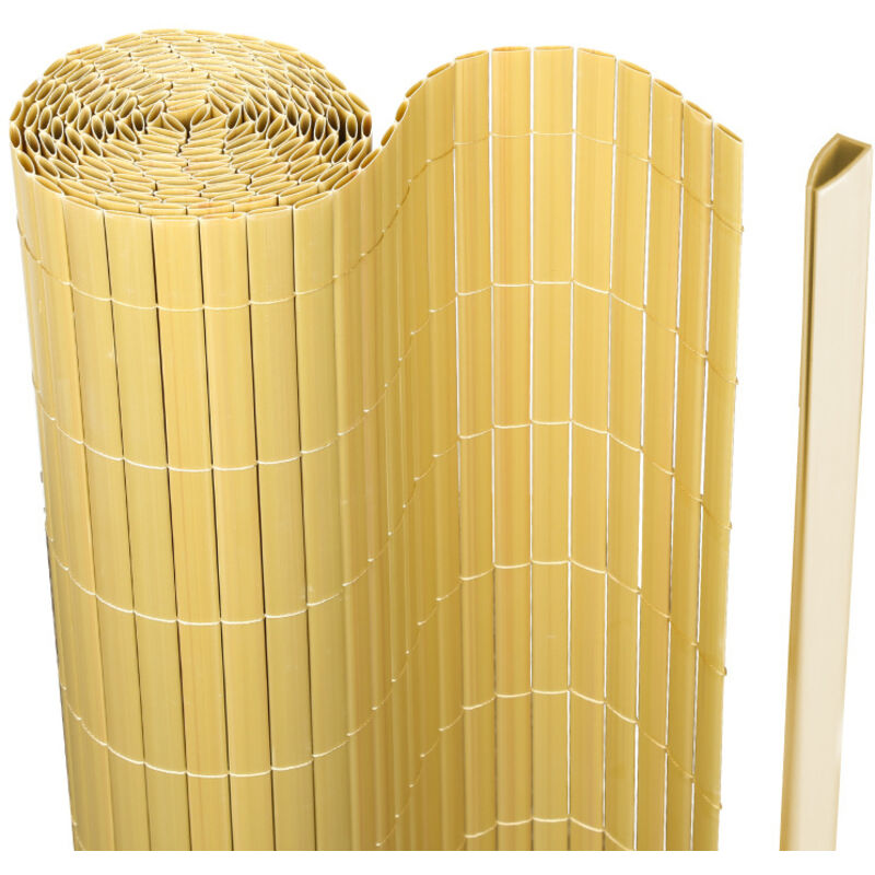 Swanew - Canisse en pvc pour le jardin, Balcon ou terrasse Double face, Balcon clôture brise-vent, Occultant Cloture, Bambou 100 x 500cm