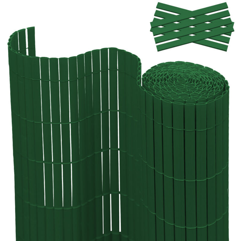 Canisse en pvc pour le jardin, Balcon ou terrasse Double face, Balcon clôture brise-vent, Occultant Cloture, Vert 80 x 500cm - Swanew
