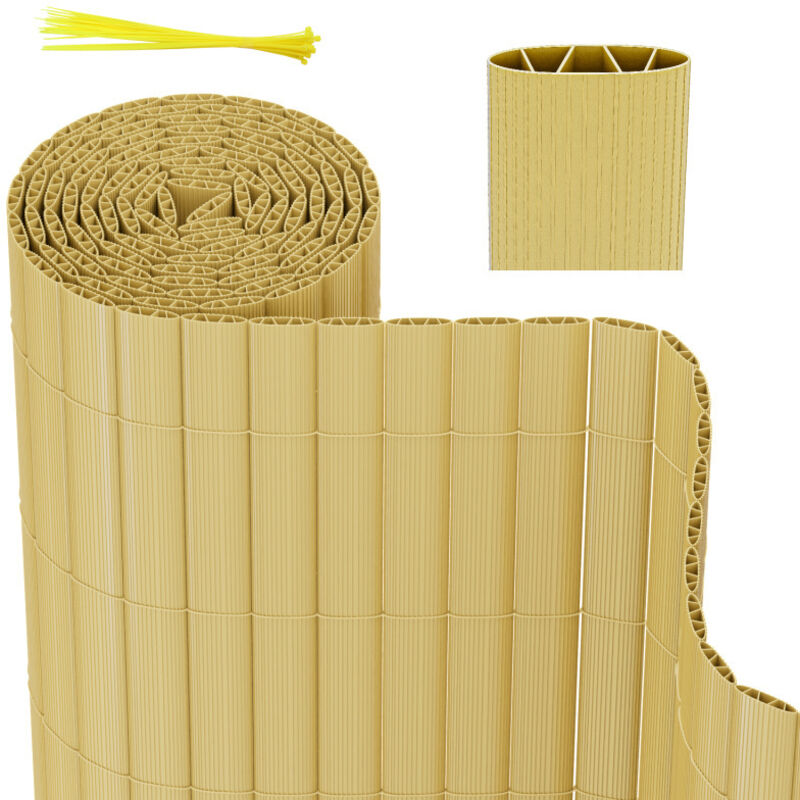 Swanew - Canisse en PVC,Brise-vue en pvc Clôture d'intimité Protection de Visibilité Résistant uv et aux intempéries,Bambou 100x300cm