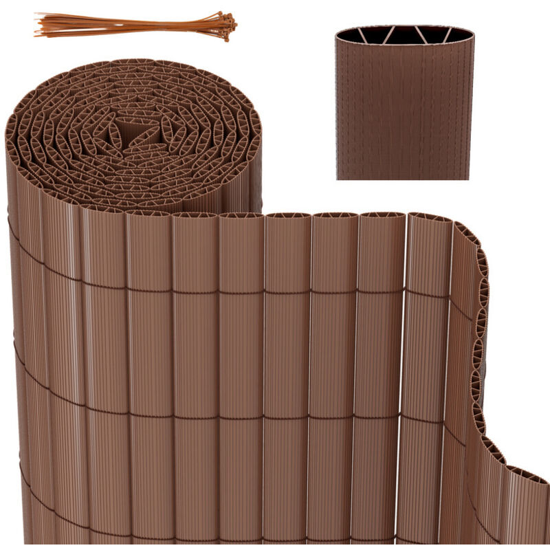 Swanew - Canisse en PVC,Brise-vue en pvc Clôture d'intimité Protection de Visibilité Résistant uv et aux intempéries,Marron 80x300cm