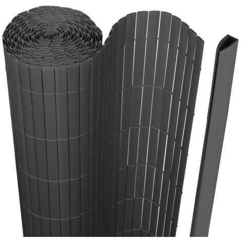 SWANEW Canisse in PVC per il giardino  Balcone o terrazza a doppia faccia  Recinzione frangivento per balconi  Grigio 90 x 400cm