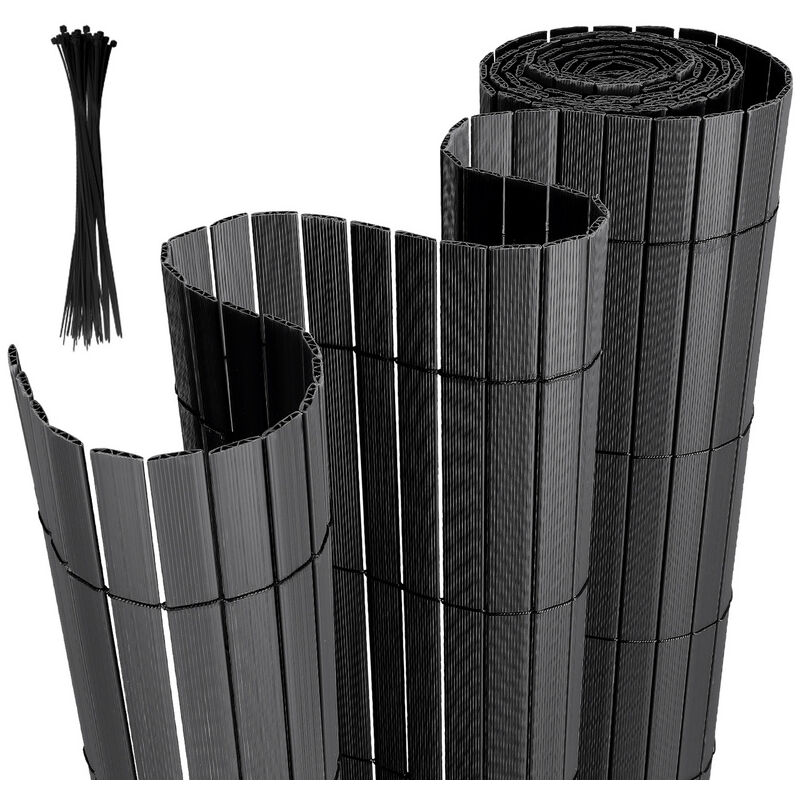 Canisse pvc Brise Vue, Paravent de Jardin, Piscines, Balcon Terrasse, Palissade en pvc Résistant aux uv, Intempéries, Gris 180 x 400 cm - Swanew