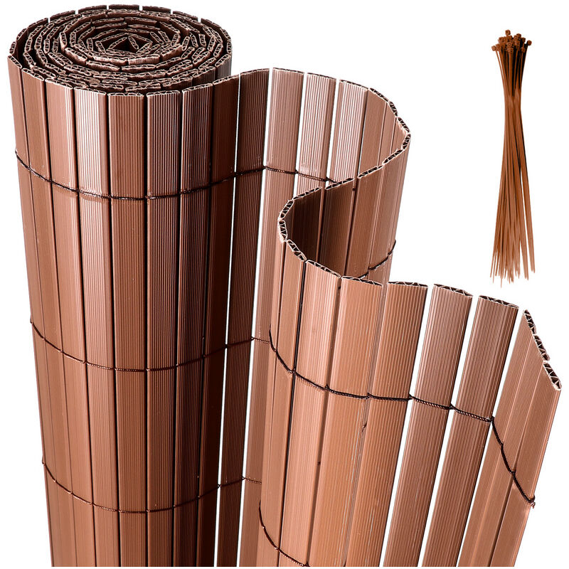Canisse pvc Brise Vue, Paravent de Jardin, Piscines, Balcon Terrasse, Palissade en pvc Résistant aux uv, Intempéries, Marron 160 x 500 cm - Swanew