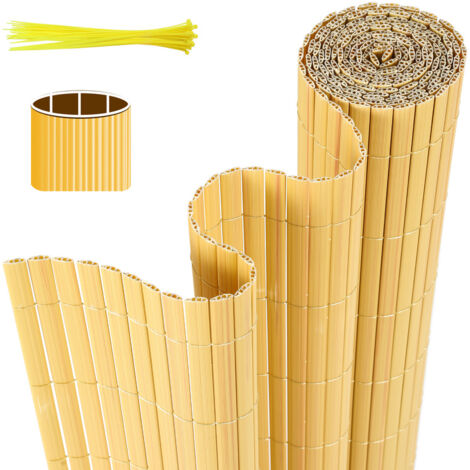 SWANEW Canisse PVC, Brise Vue pour Jardin, Balcon et Terrasse, Occultant Cloture, Résistant aux Intempéries, Intimité,avec Serre-Câbles,Bambou,120 x 300 cm - Couleur Bambou