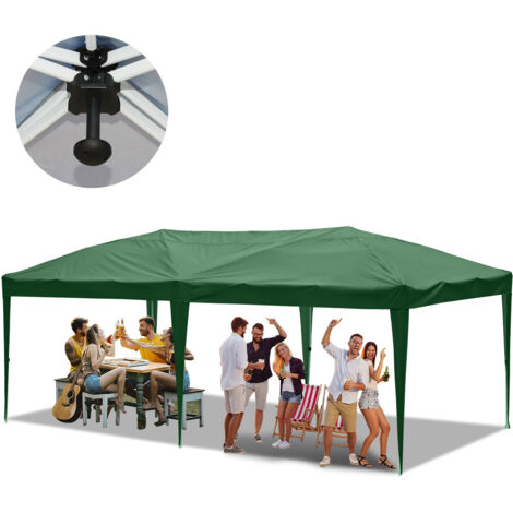 SWANEW Carpa de fiesta plegable Pérgola de jardín Protección UV para jardín, camping Sin paneles laterales 3x6m Verde