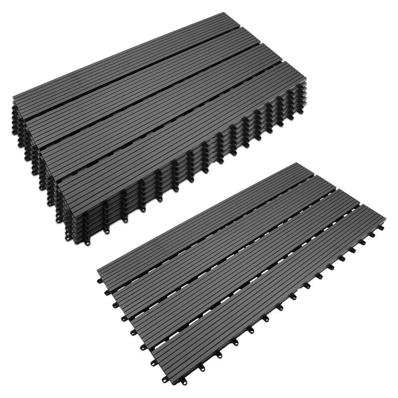 Carreaux de terrasse wpc 60x30 cm 6 pcs 1 m² Plastique gris - Anthracite - Swanew