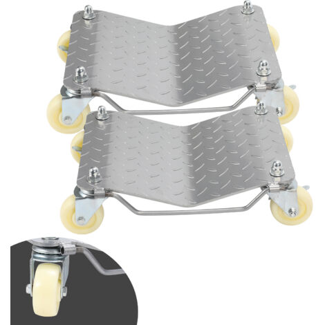 SWANEW Carrelli per la movimentazione delle auto, portata 500 kg (ciascuno), ausilio per le manovre con rotazione bloccabile a 360° per auto, camion e motociclette - 2 pezzi