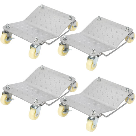 SWANEW Carrelli per la movimentazione delle auto, portata 500 kg (ciascuno), ausilio per le manovre con rotazione bloccabile a 360° per auto, camion e motociclette - 4 pezzi