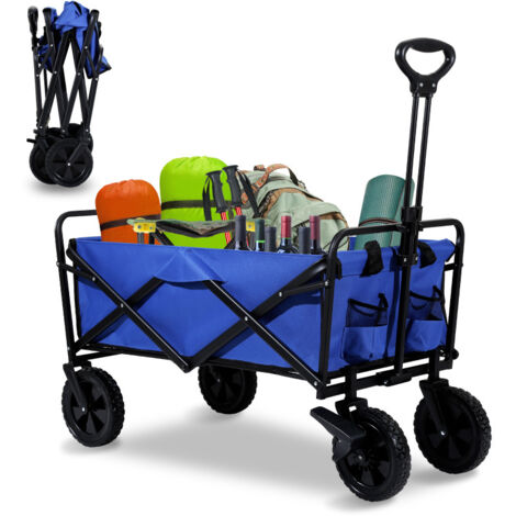 SWANEW Carrello a mano telone rimovibile fino a 100 kg carrello a mano carrello da giardino carrello da giardino carrello da trasporto carrello Bleu