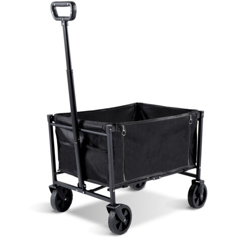 SWANEW Carrello da giardino Carrello pieghevole per il trasporto a mano, carico massimo 80 kg per campeggio, giardinaggio, shopping Nero