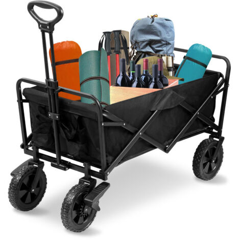 SWANEW Carrello da trasporto Carrello pedonale Carrello da giardino Carrello porta attrezzi Carrello manuale Nero