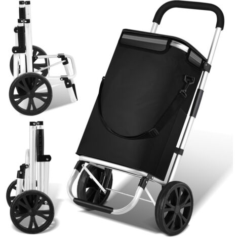 SWANEW Carrello della spesa pieghevole a 2 ruote Carrello portatile pieghevole in alluminio con spazio di archiviazione da 40 litri