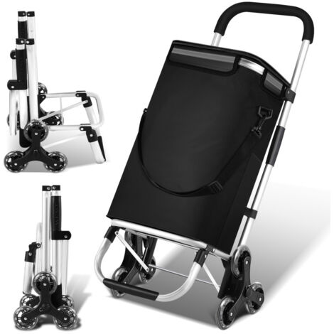 SWANEW Carrello della spesa  pieghevole a 6 ruote Carrello portatile pieghevole in alluminio con montascale per carichi pesanti 40 litri