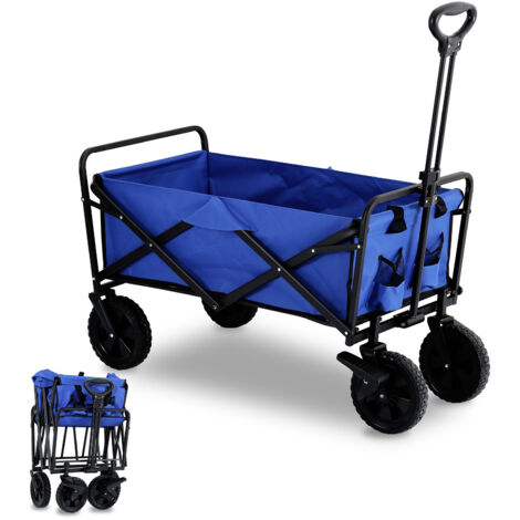 SWANEW Carrello pieghevole Carrello pieghevole con freni con asta telescopica ripiegabile fino a 100 kg di portata Blu