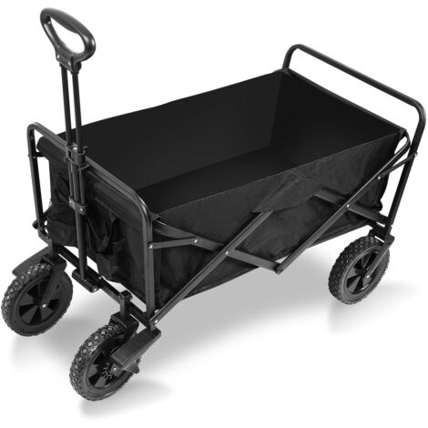 SWANEW Carrello pieghevole Carrello pieghevole con freni con asta telescopica ripiegabile fino a 100 kg di portata Nero