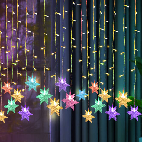 SWANEW Catena luminosa a LED Tenda a LED con fiocco di neve per interni decorazione natalizia per esterni festa multicolore IP44