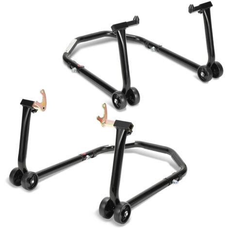 SWANEW Cavalletto moto anteriore pneumatico posteriore sollevatore moto su ruote con adattatori gomma nera