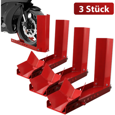 SWANEW Cavalletto per moto 3 basculante per rimorchio moto regolabile aiuto al carico cavalletto per moto morsetto per ruota anteriore con 9 fori per bulloni di ancoraggio (3 pezzo)