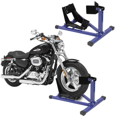 SWANEW Cavalletto per moto Cavalletto da officina per moto Cavalletto per moto Pneumatico anteriore Ruota da 17-21 pollici Blu 62x46x40 cm