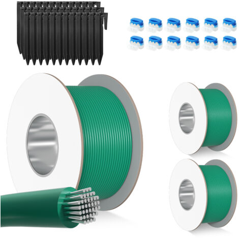 SWANEW Cavo perimetrale da 300 m per rasaerba robotizzati + 1050 picchetti + 36 connettori per cavi