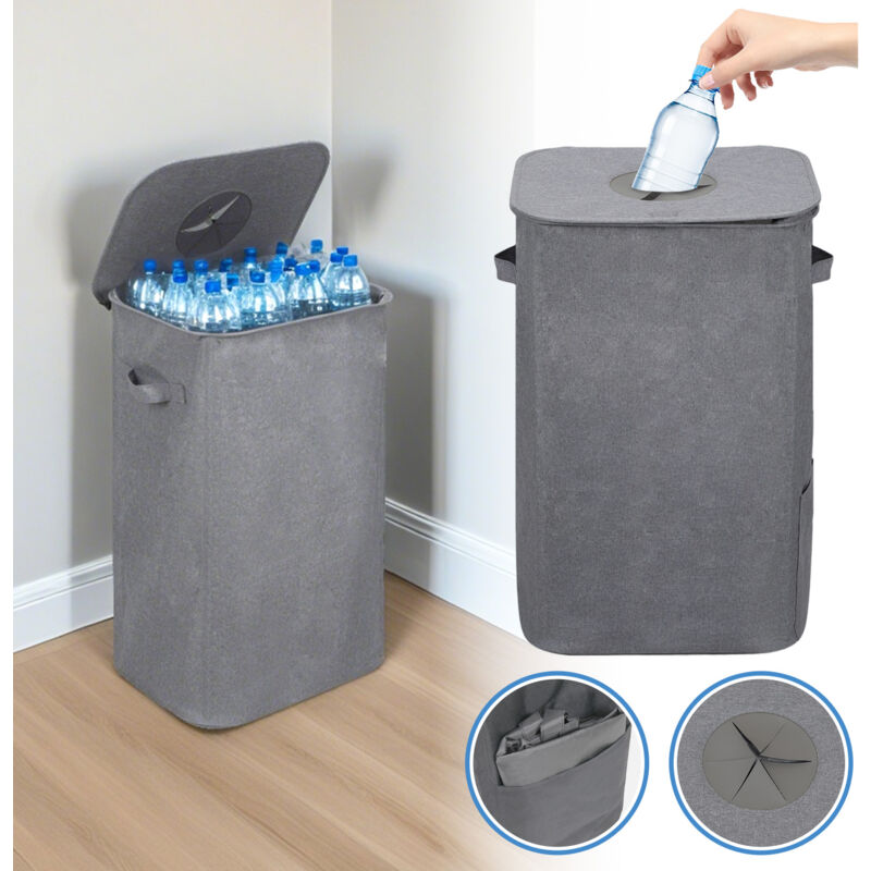 Image of Cestino per il riciclaggio 100L Cestino per cucina con coperchio, cestino con 2 sacchi per il trasporto grigio - Swanew