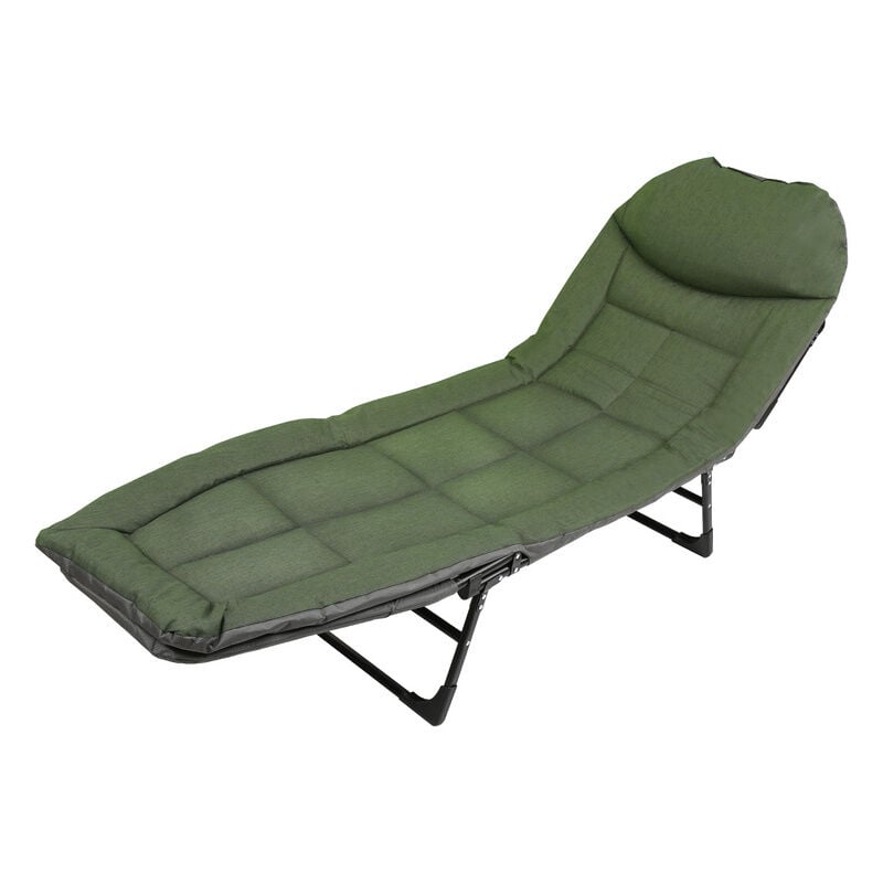 Chaise longue carpe 200x64x32cm Bedchair Outdoor Rembourré Chaise carpe - vert