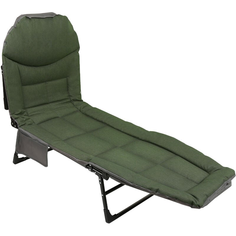 Swanew - Chaise longue carpe Chaise longue de pêche Lit de camp pliable avec sac de rangement xxl 195 x 65 x 32 cm - Vert