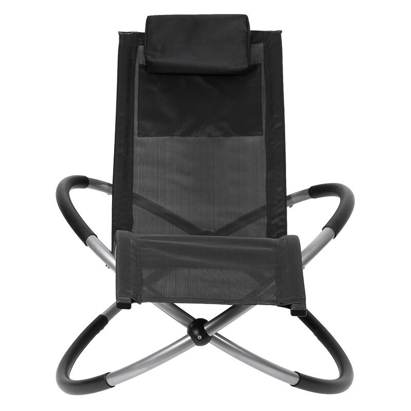 Chaise longue de jardin Chaise longue Deckchair montage automatique respirant 180 kg max. balcon noir - noir - Swanew