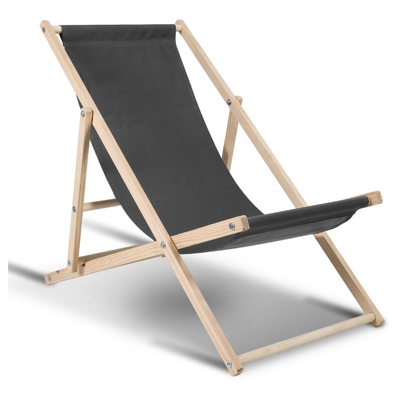 Swanew - Chaise longue pivotante pliante Chaise longue de plage Chaise longue de balcon Chaise en bois Gris - Gris