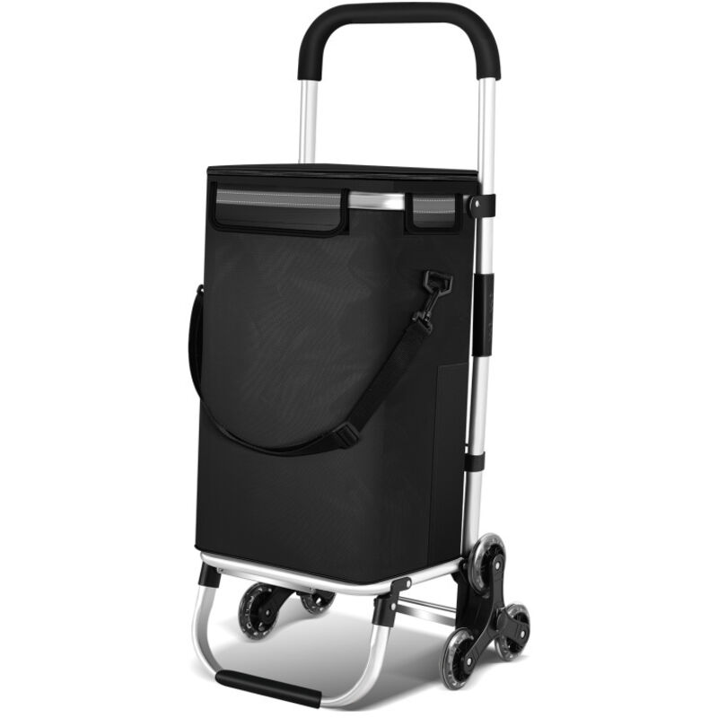 Swanew - Chariot de course pliable à 6 Roues Chariot pliable portable en aluminium monte escalier pour charges lourdes 40 litres